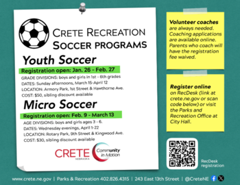 youth soccer and micro soccer registration dates