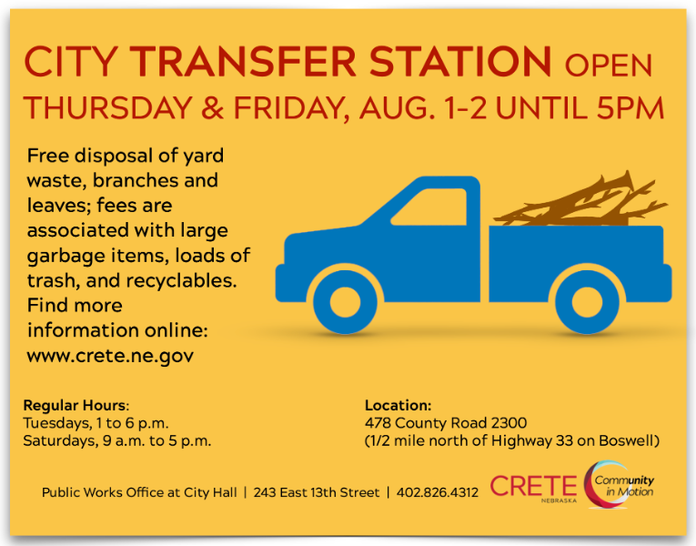 transfer station open Aug. 1-2