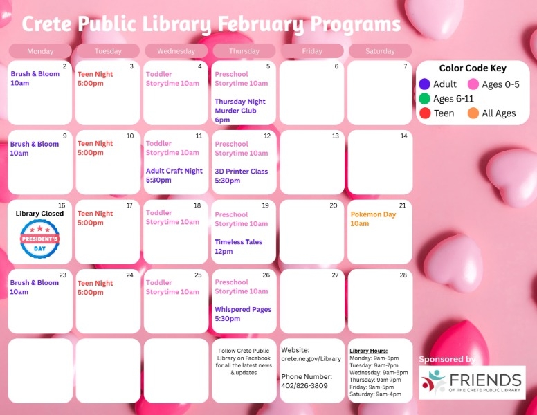 monthly library calendar
