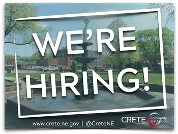 hiring logo over fountain photo